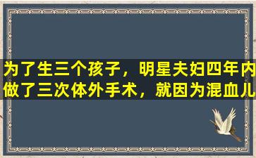 为了生三个孩子，明星夫妇四年内做了三次体外手术，就因为混血儿子太可爱？