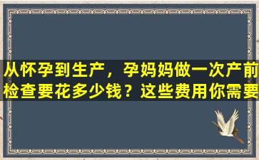 从怀孕到生产，孕妈妈做一次产前检查要花多少钱？这些费用你需要知道