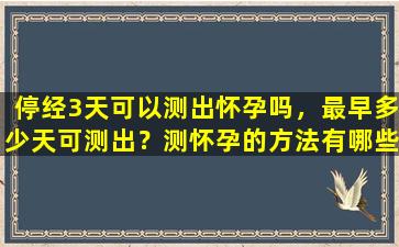 停经3天可以测出怀孕吗，最早多少天可测出？测怀孕的方法有哪些