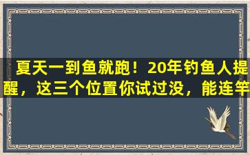 夏天一到鱼就跑！20年钓鱼人提醒，这三个位置你试过没，能连竿