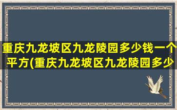 重庆九龙坡区九龙陵园多少钱一个平方(重庆九龙坡区九龙陵园多少钱一个平方米)