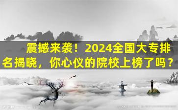 震撼来袭！2024全国大专排名揭晓，你心仪的院校上榜了吗？